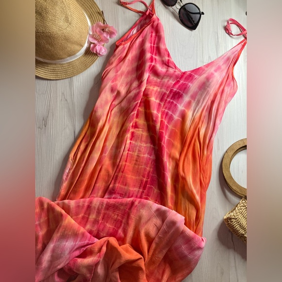 Wavlynn Silk Chiffon Tie Dye Maxi Dress Camisole Hem Flowing for Women Summer Wardrobe main image 1